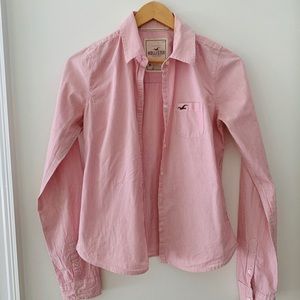 Hollister pink and white stripped shirt